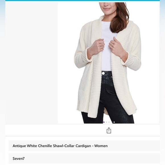 Seven7 Sweaters - 𝅺SEVEN (7) Antique White Chenille Shawl Collar Cardigan, Size M